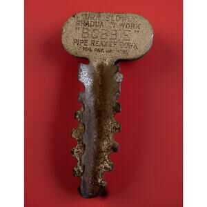 Antique 1920's Iron Pipe Reamer D.M.J. Wall "Bobbie" Pipe Cleaner Key 2.5"x1.25"